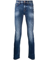 Jeans aderenti strappati blu scuro di 7 For All Mankind