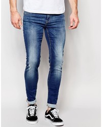 Jeans aderenti strappati blu scuro di Blend of America