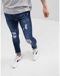 Jeans aderenti strappati blu scuro di Brooklyn Supply Co.