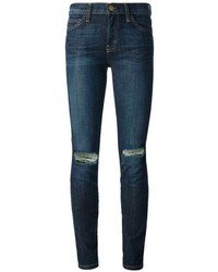 Jeans aderenti strappati blu scuro di Current/Elliott