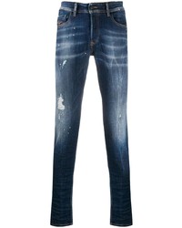 Jeans aderenti strappati blu scuro di Diesel