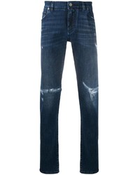 Jeans aderenti strappati blu scuro di Dolce & Gabbana