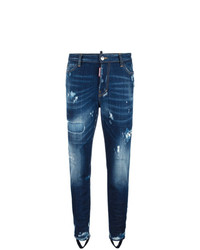 Jeans aderenti strappati blu scuro di Dsquared2