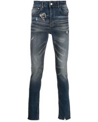 Jeans aderenti strappati blu scuro di Flaneur Homme