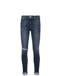 Jeans aderenti strappati blu scuro di Frame Denim