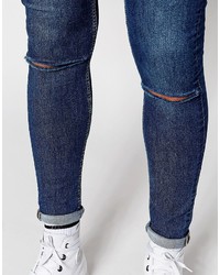 Jeans aderenti strappati blu scuro di Cheap Monday