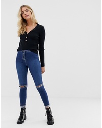 Jeans aderenti strappati blu scuro di Parisian