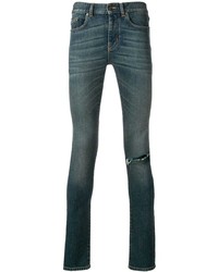 Jeans aderenti strappati blu scuro di Saint Laurent