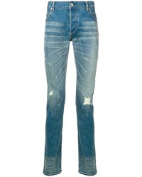 Jeans aderenti strappati blu di Balmain