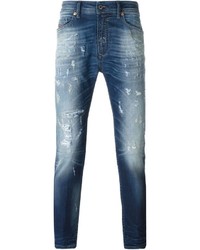 Jeans aderenti strappati blu di Diesel