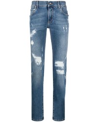Jeans aderenti strappati blu di Dolce & Gabbana