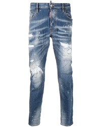 Jeans aderenti strappati blu di DSQUARED2