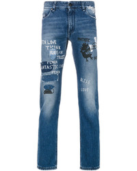 Jeans aderenti strappati blu di Fendi