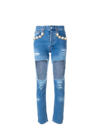Jeans aderenti strappati blu di Forte Dei Marmi Couture