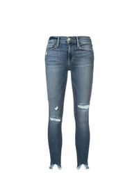 Jeans aderenti strappati blu di Frame Denim