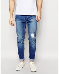 Jeans aderenti strappati blu