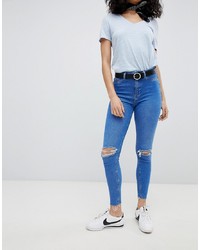 Jeans aderenti strappati blu di New Look
