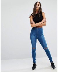 Jeans aderenti strappati blu di Missguided