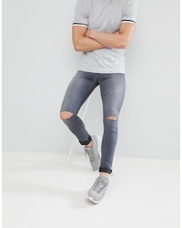 Jeans aderenti strappati grigi di ASOS DESIGN