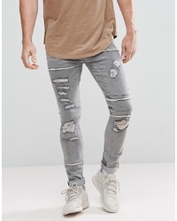 Jeans aderenti strappati grigi di ASOS DESIGN