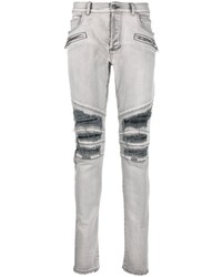Jeans aderenti strappati grigi di Balmain