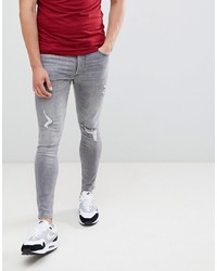 Jeans aderenti strappati grigi di Gym King