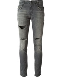 Jeans aderenti strappati grigi di R 13