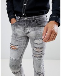 Jeans aderenti strappati grigi di Sixth June