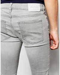 Jeans aderenti strappati grigi di WÅVEN