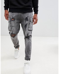 Jeans aderenti strappati grigio scuro di ASOS DESIGN