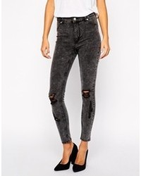 Jeans aderenti strappati grigio scuro di Cheap Monday