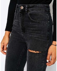 Jeans aderenti strappati grigio scuro di Asos