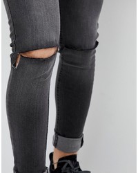 Jeans aderenti strappati grigio scuro di Criminal Damage