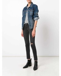 Jeans aderenti strappati grigio scuro di AG Jeans