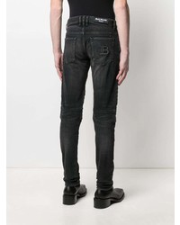Jeans aderenti strappati grigio scuro di Balmain