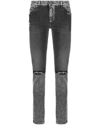 Jeans aderenti strappati grigio scuro di Dolce & Gabbana
