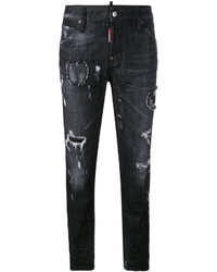 Jeans aderenti strappati grigio scuro di Dsquared2
