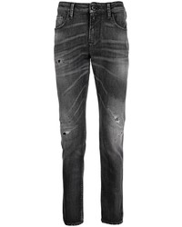 Jeans aderenti strappati grigio scuro di Emporio Armani
