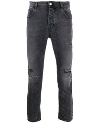 Jeans aderenti strappati grigio scuro di Haikure