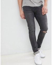 Jeans aderenti strappati grigio scuro di Jack & Jones