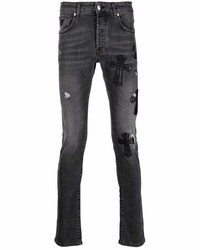 Jeans aderenti strappati grigio scuro di John Richmond