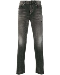 Jeans aderenti strappati grigio scuro di Saint Laurent