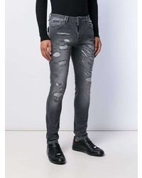 Jeans aderenti strappati grigio scuro di Philipp Plein