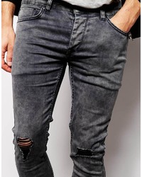 Jeans aderenti strappati grigio scuro di Antioch