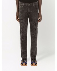 Jeans aderenti strappati grigio scuro di Dolce & Gabbana