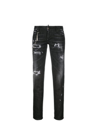 Jeans aderenti strappati neri di Dsquared2