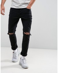 Jeans aderenti strappati neri di Hype