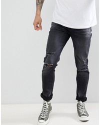 Jeans aderenti strappati neri di Le Breve