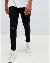 Jeans aderenti strappati neri di New Look