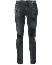 Jeans aderenti strappati neri di PIERRE BALMAIN